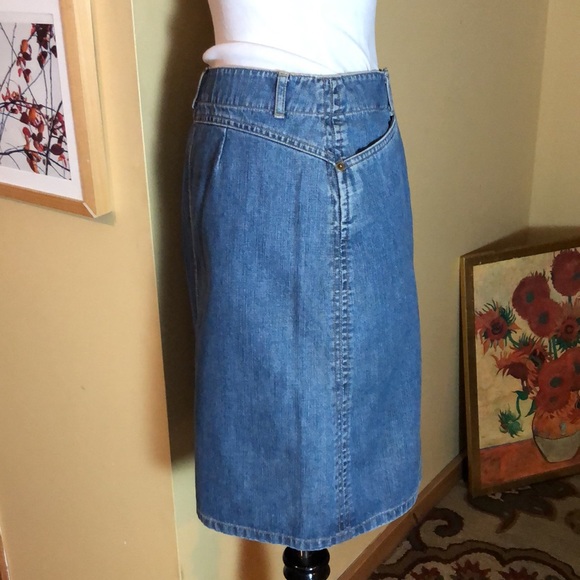 Vintage TALBOTS Size 6 petite Denim 100% Cotton Flat front 2 Pockets Skirt NEW - Picture 3 of 16